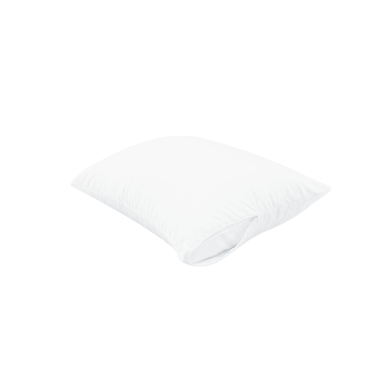 White waterproof pillow protector with soft TENCEL fabric, zippered closure, and breathable moisture-resistant barrier protecting a standard pillow from spills, sweat, and allergens.